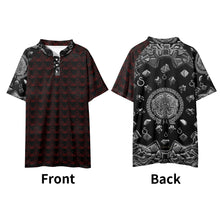 Load image into Gallery viewer, S Society Red Stacked x Grand 3D Button Up Short Sleeve Golf Tennis Polo Shirts
