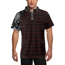 Load image into Gallery viewer, S Society Red Stacked x Grand 3D Button Up Short Sleeve Golf Tennis Polo Shirts
