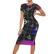 Load image into Gallery viewer, S Society Smokey Chess x Stacked Pink Short Sleeve Long Dress
