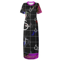 Load image into Gallery viewer, S Society Smokey Chess x Stacked Pink Short Sleeve Long Dress
