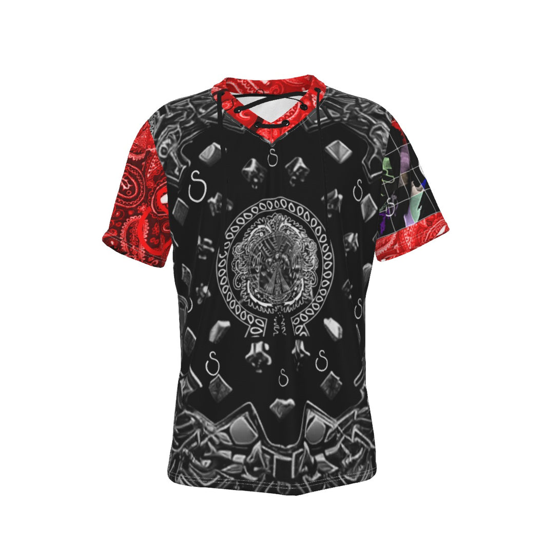 S Society Grand 3D x Cali Red x Smokey Short Sleeve T-shirt with Neck String