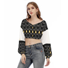 Load image into Gallery viewer, S Society Tru Luck Re-Born V-neck Long Sleeve Cropped Sweatshirt
