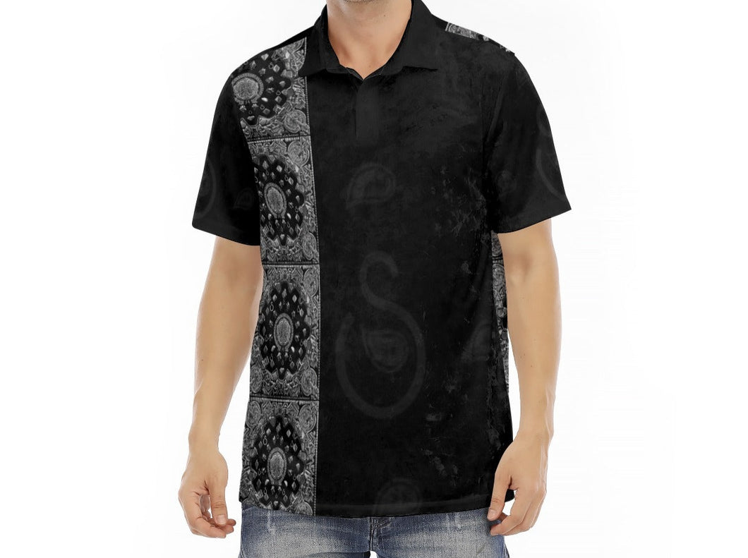 S Society Faded Black Grand Mix Polo Velvet Shirt