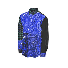 Load image into Gallery viewer, S Society Cali X Stacked Blue Long Sleeve Cotton poplin Shirt
