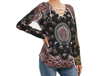 Load image into Gallery viewer, S Society Grand 3D Rose Gold Mix Long Sleeve Neckline Tie Sweatshirt
