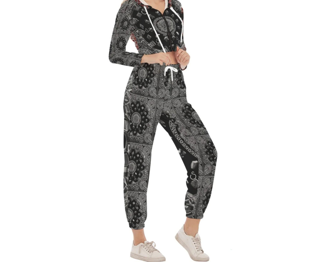 S Society Grand 3D Crop Hoodie Sports Set