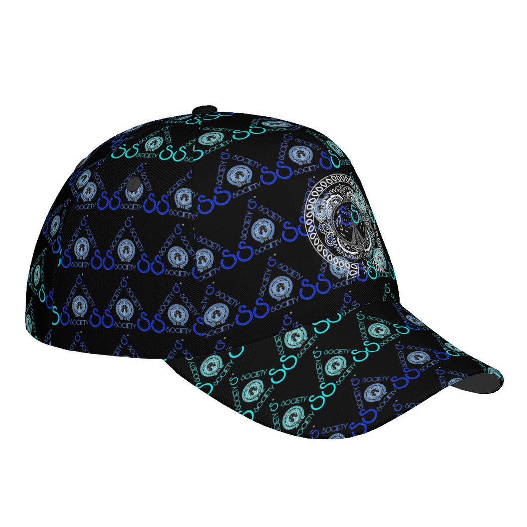 S Society Stacked Blue x Shield Curved Brim Baseball Cap