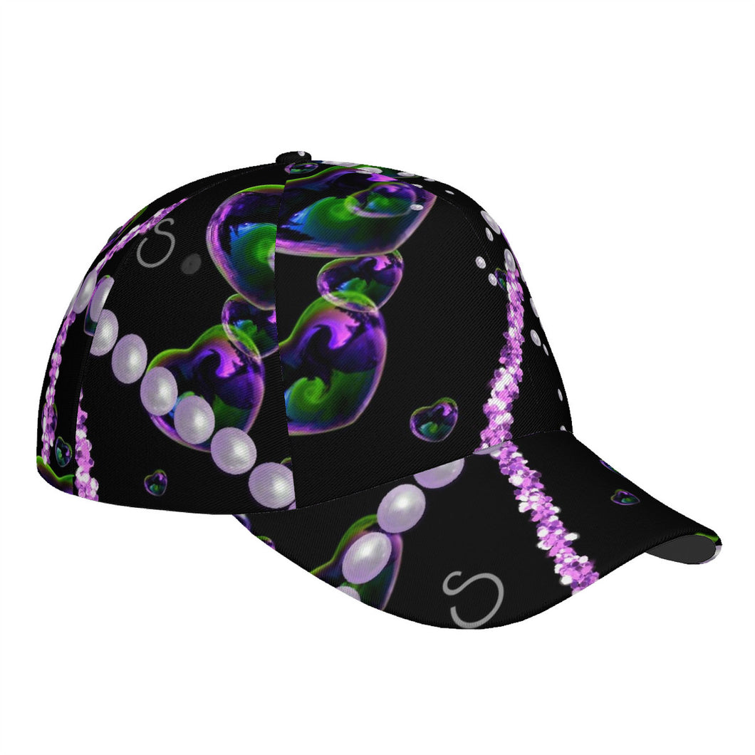 S Society Pearly Hearts Curved Brim Baseball Cap