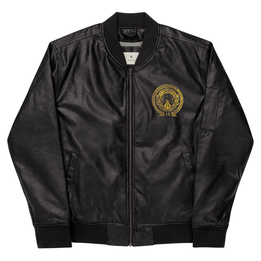 S Society Gold Sheld Unisex Leather Bomber Jacket