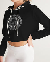 Load image into Gallery viewer, Superhero Society Black Shield Women&#39;s Cropped Hoodie
