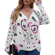 Load image into Gallery viewer, Superhero Society Pink Ice Women&#39;s V-neck Draped Longline Long Sleeve Tee (Plus Size)
