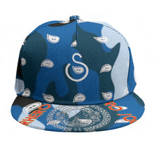 Load image into Gallery viewer, Superhero Society Wavy Blue Camouflage Snap-Back Baseball Cap W/ Flat Brim
