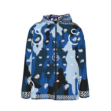 Load image into Gallery viewer, Superhero Society Wavy Blue camouflage Unisex Hooded Zipper Windproof Jacket
