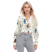 Load image into Gallery viewer, Superhero Society Golden Butterfly Lapel Long Sleeve Cropped T-shirt
