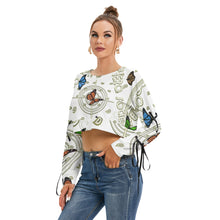 Load image into Gallery viewer, Superhero Society Golden Butterfly Long Sleeve Cropped Sweatshirt With Lace up
