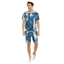 Load image into Gallery viewer, Superhero Society Wavy Blue Camouflage Men&#39;s Short Sleeve Shirt Sets
