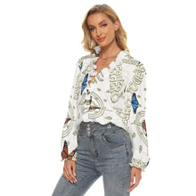 Load image into Gallery viewer, Superhero Society Golden Butterfly Pleated Collar V-neck Shirt
