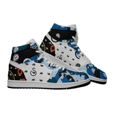 Load image into Gallery viewer, Superhero Society High Rocket Wavy Blue Camouflage Men&#39;s Leather Sneakers
