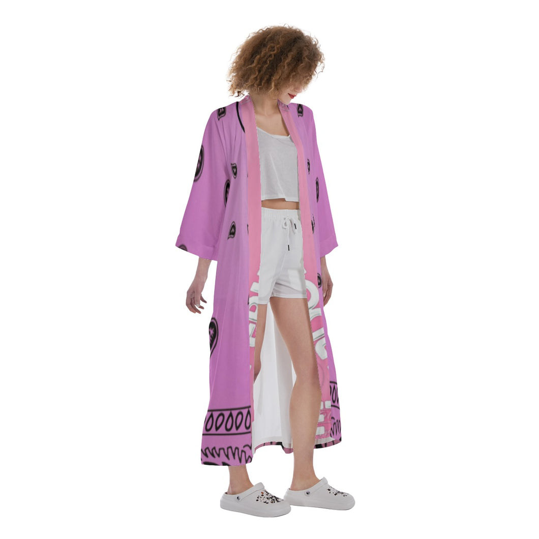 Superhero Society Jazzmen Pink Satin Kimono Long Robe