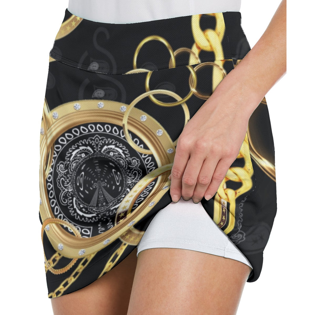 Superhero Society Gold Tears Women's Middle-Waisted Skirt With Inside Shorts