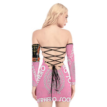 Load image into Gallery viewer, Superhero Society Girly Pink Off-shoulder Back Lace-up Dress
