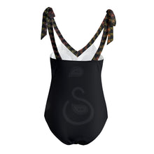 Load image into Gallery viewer, S Society Spring Stacked Fade Blk Tie Shoulder One Piece Padded Swimsuit
