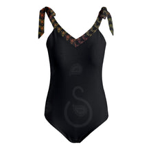 Load image into Gallery viewer, S Society Spring Stacked Fade Blk Tie Shoulder One Piece Padded Swimsuit
