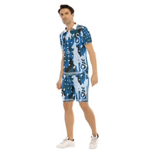 Load image into Gallery viewer, Superhero Society Wavy Blue Camouflage Men&#39;s Short Sleeve Shirt Sets
