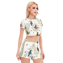 Load image into Gallery viewer, Superhero Society Golden Butterfly Short Sleeve Cropped Top Shorts Set
