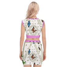 Load image into Gallery viewer, Superhero Society Golden Butterfly Collarless V Collar Vest Skirt Set
