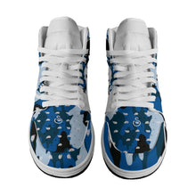 Load image into Gallery viewer, Superhero Society High Rocket Wavy Blue Camouflage Men&#39;s Leather Sneakers
