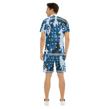 Load image into Gallery viewer, Superhero Society Wavy Blue Camouflage Men&#39;s Short Sleeve Shirt Sets
