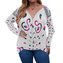 Load image into Gallery viewer, Superhero Society Pink Ice Women&#39;s V-neck Draped Longline Long Sleeve Tee (Plus Size)
