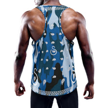 Load image into Gallery viewer, Superhero Society Wavy Blue Camouflage Men&#39;s Slim Y-Back Muscle Tank Top
