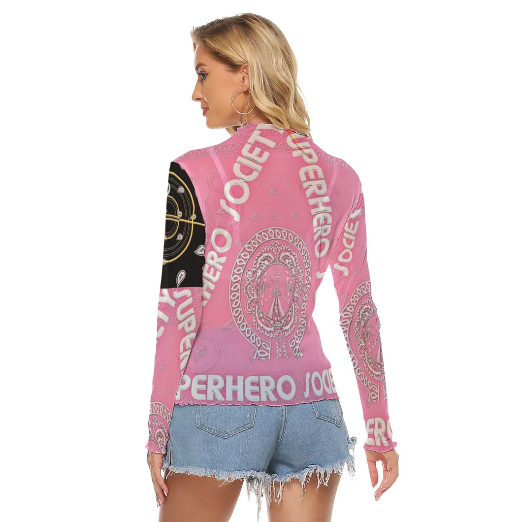 Superhero Society Girly Pink Mesh Long Sleeve Shirt