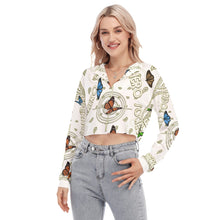 Load image into Gallery viewer, Superhero Society Golden Butterfly Lapel Long Sleeve Cropped T-shirt
