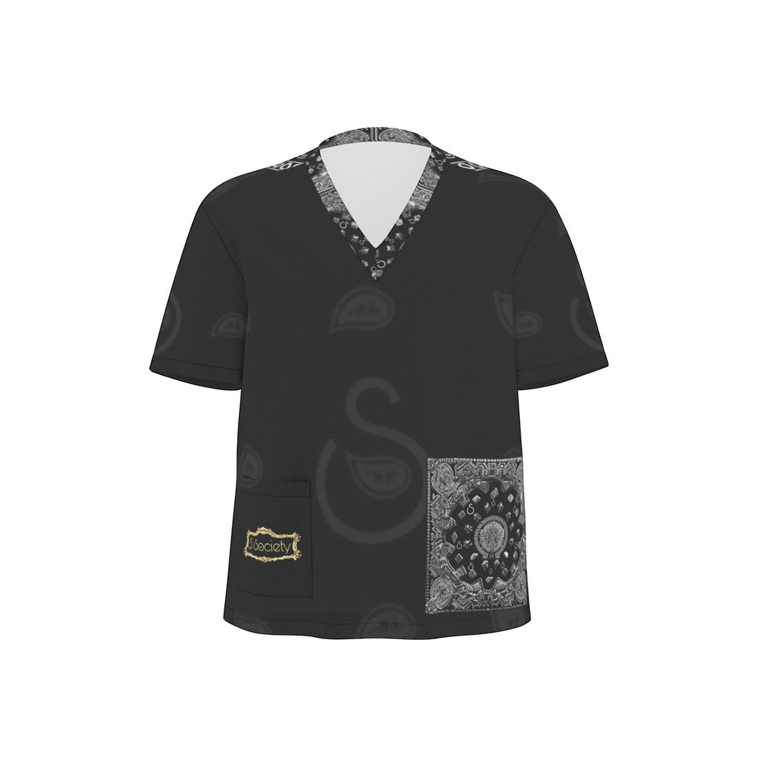 S Society Faded Black Grand Mix V-neck Unisex T-Shirt Birdseye
