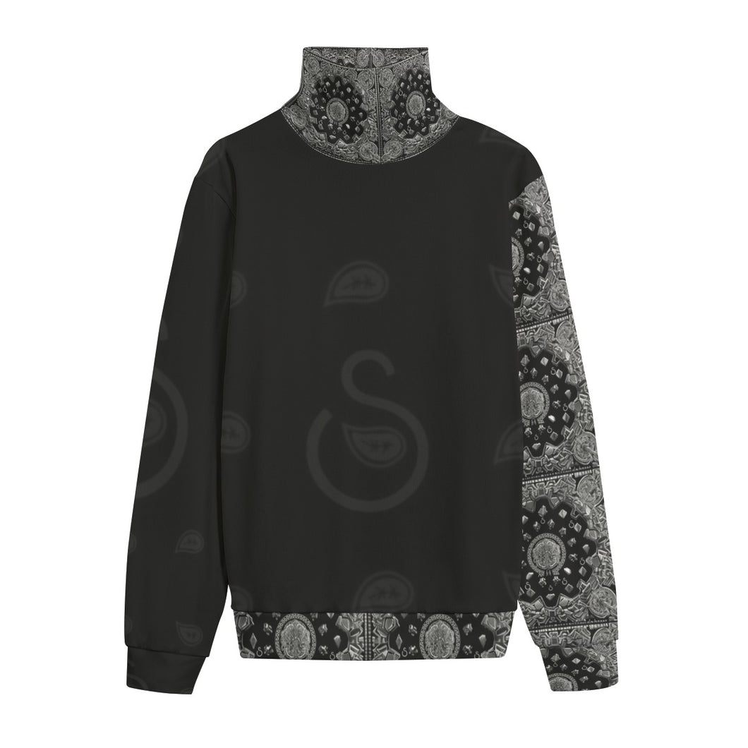 S Society Grand 3D Mix Turtleneck Knitted Fleece Sweater