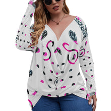 Load image into Gallery viewer, Superhero Society Pink Ice Women&#39;s V-neck Draped Longline Long Sleeve Tee (Plus Size)
