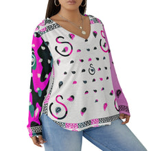 Load image into Gallery viewer, Superhero Society Pink Ice Mix Women&#39;s V-neck T-shirt w/ Curved Hem (Plus Size)
