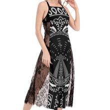 Load image into Gallery viewer, Superhero Society Black Shield Women&#39;s Lace Cami Cross Back Dress
