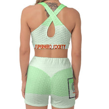 Load image into Gallery viewer, Superhero Society Green Glow Women&#39;s Sports Bra Suit Set
