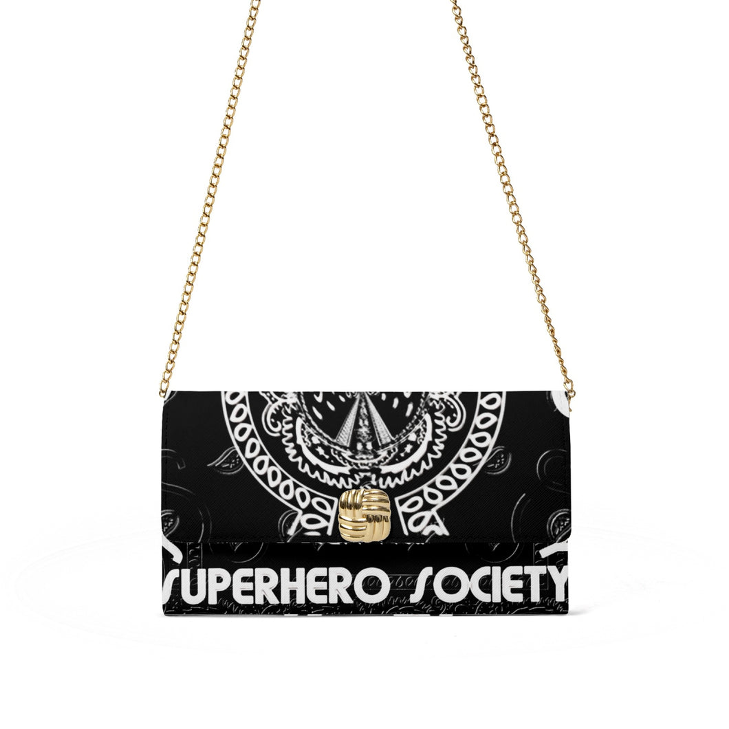 Superhero Society Black Shield Berlin Shoulder Bag w/ Chain