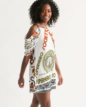 Load image into Gallery viewer, Superhero Society street wear edition tag logo Women&#39;s Open Shoulder A-Line Dress
