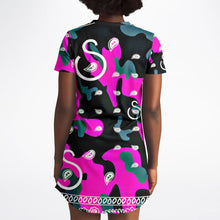 Load image into Gallery viewer, Superhero Society Jazzmen Pink Camouflage Short Sleeve Summer Dress
