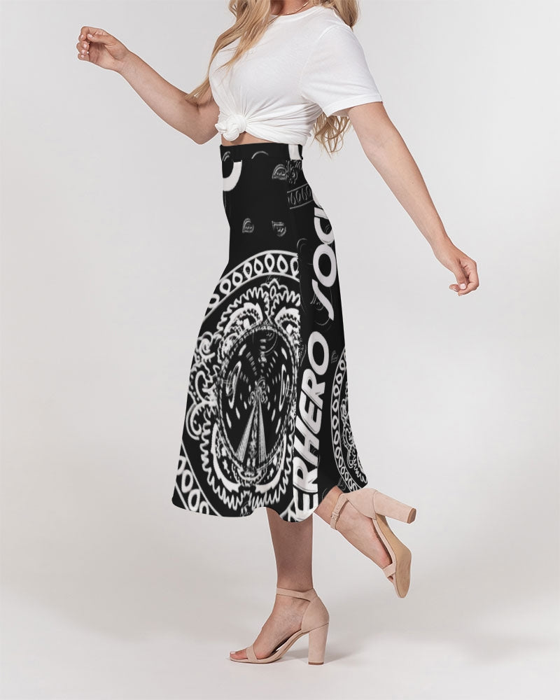 Superhero Society Black/White Twin  Women's A-Line Midi Skirt