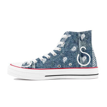 Load image into Gallery viewer, S Society Billie Jean Light Blue High Top Chucks Sneakers w/ white bottom
