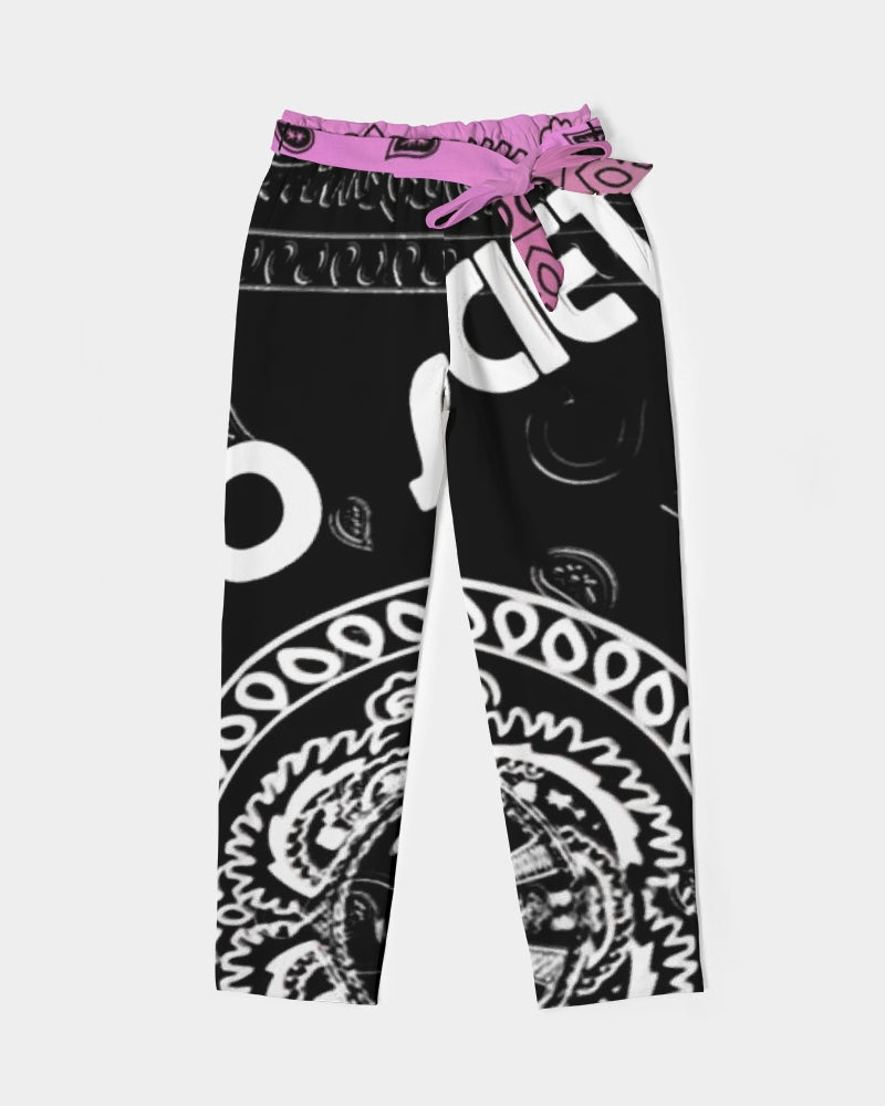 Superhero Society Black/White Twin  Women's Belted Tapered Pants