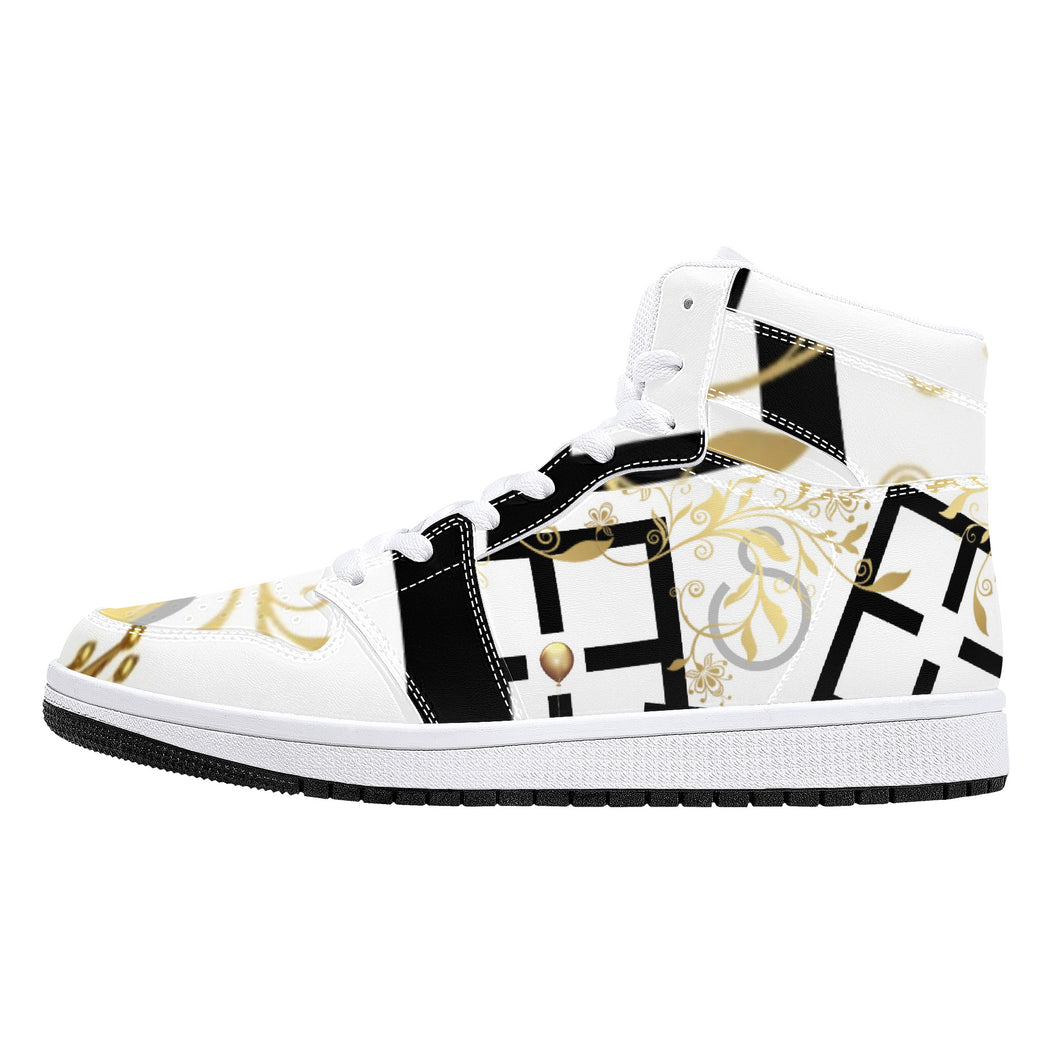 S Society Imperial Gold London High-Top  Leather Sneakers