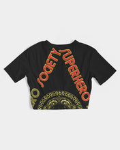 Load image into Gallery viewer, Superhero Society Classic Solid Black Twist-Front Cropped Tee
